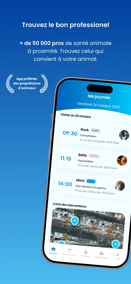Application Animadoc - réseau de professionnels de santé animale